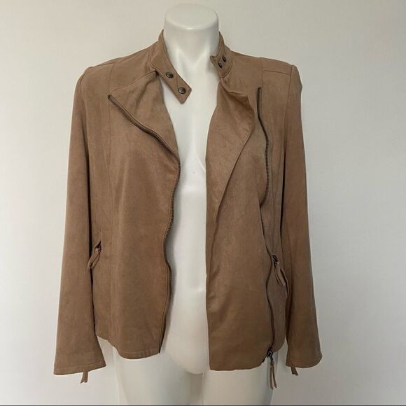 Adrienne Vittadini Faux Suede Moto Style jacket - Picture 3 of 15